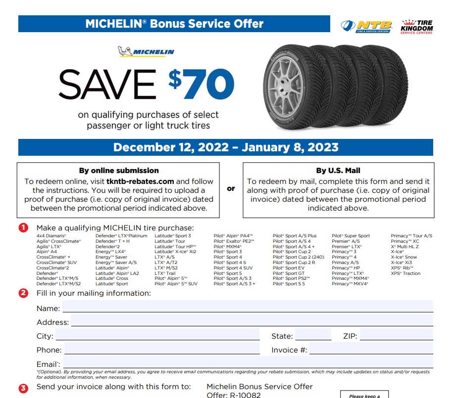 Mr Tire Michelin Rebate